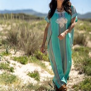Turquoise Striped Maxi Dress
